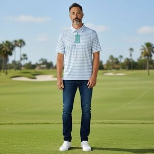 Classic White Striped Polo Shirt for Men